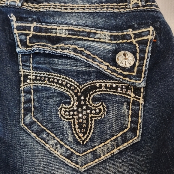 Rock Revival Women's Blue Embroidered Capri Jeans Size 27 - Picture 8 of 11